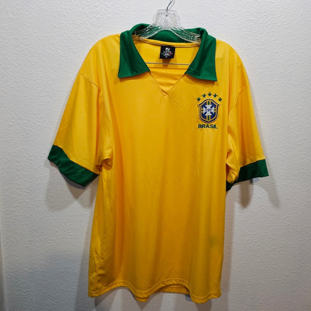 Lada Football Team Brazil Soccer Jersey Yellow Green Mens XL CBF Brasil Shirt